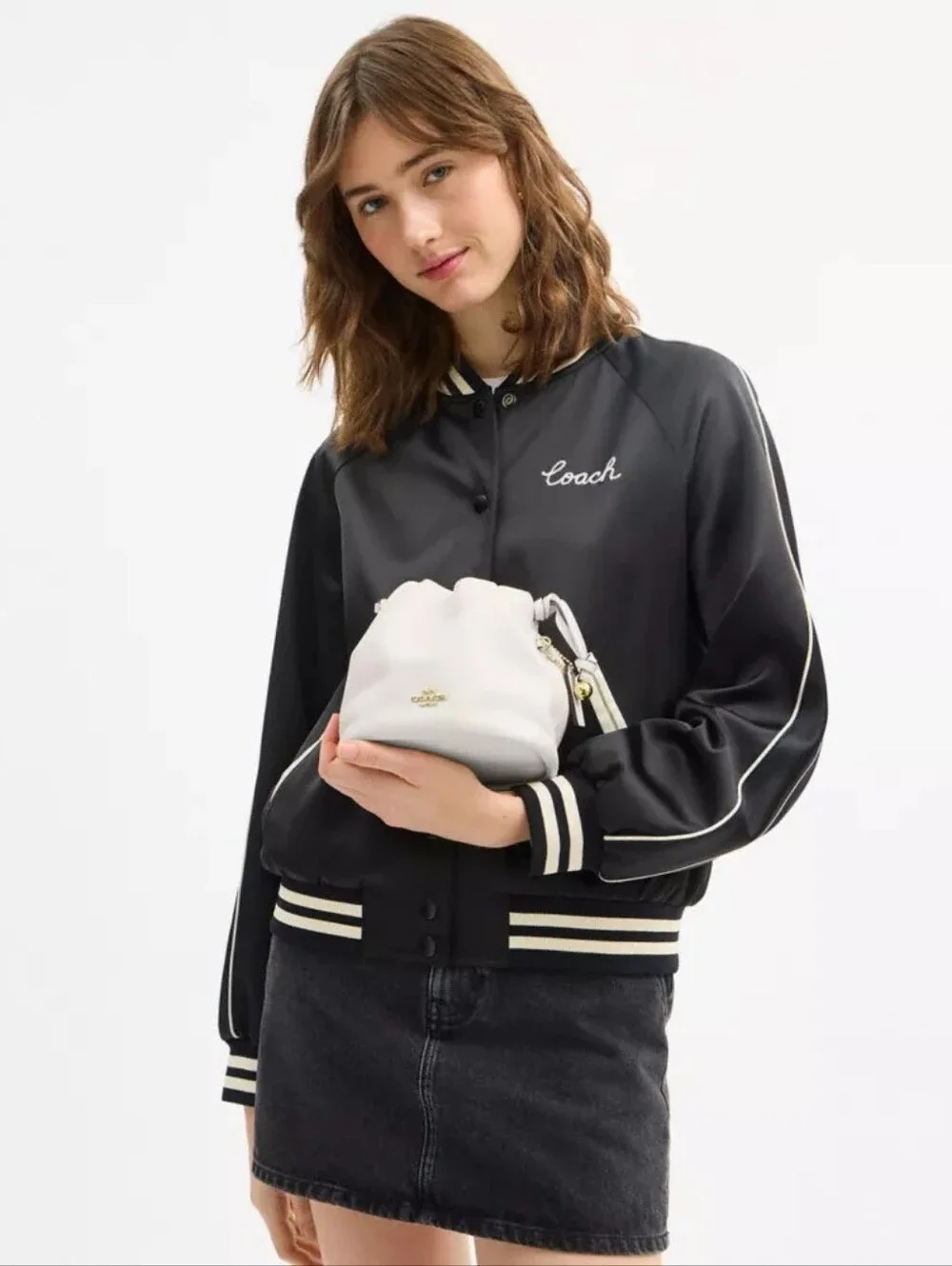 NWT! Coach Faye Mini Drawstring Bag In Gold/chalk #CDB67